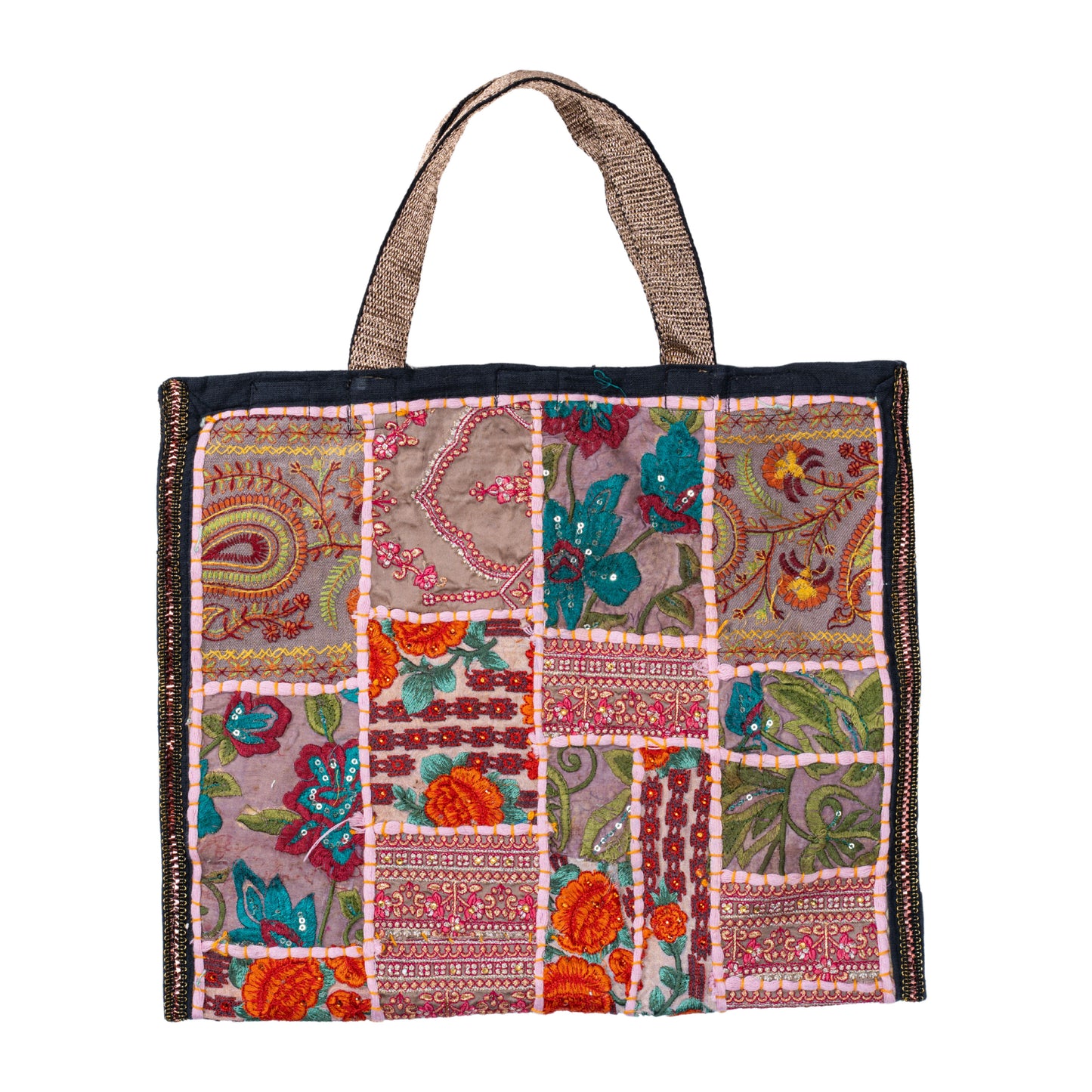 Recycled Antique Embroidered Pink Bag