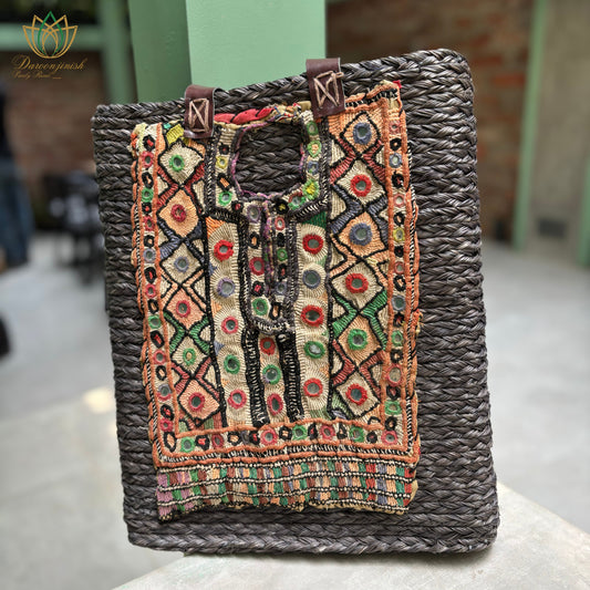 Kutchi Banjara Sabai Bag Black