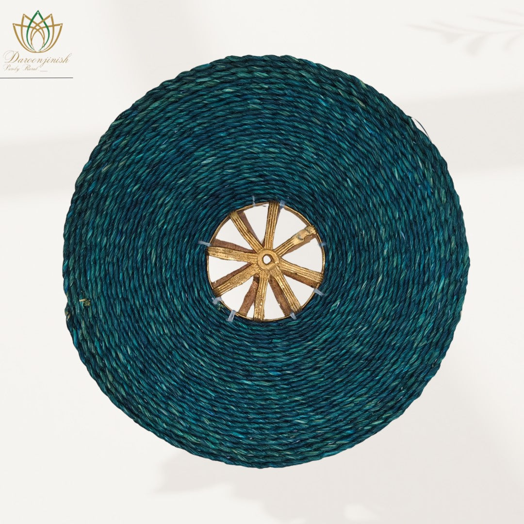 Deep Teal Sabai Grass Dokra Metal Table Mat