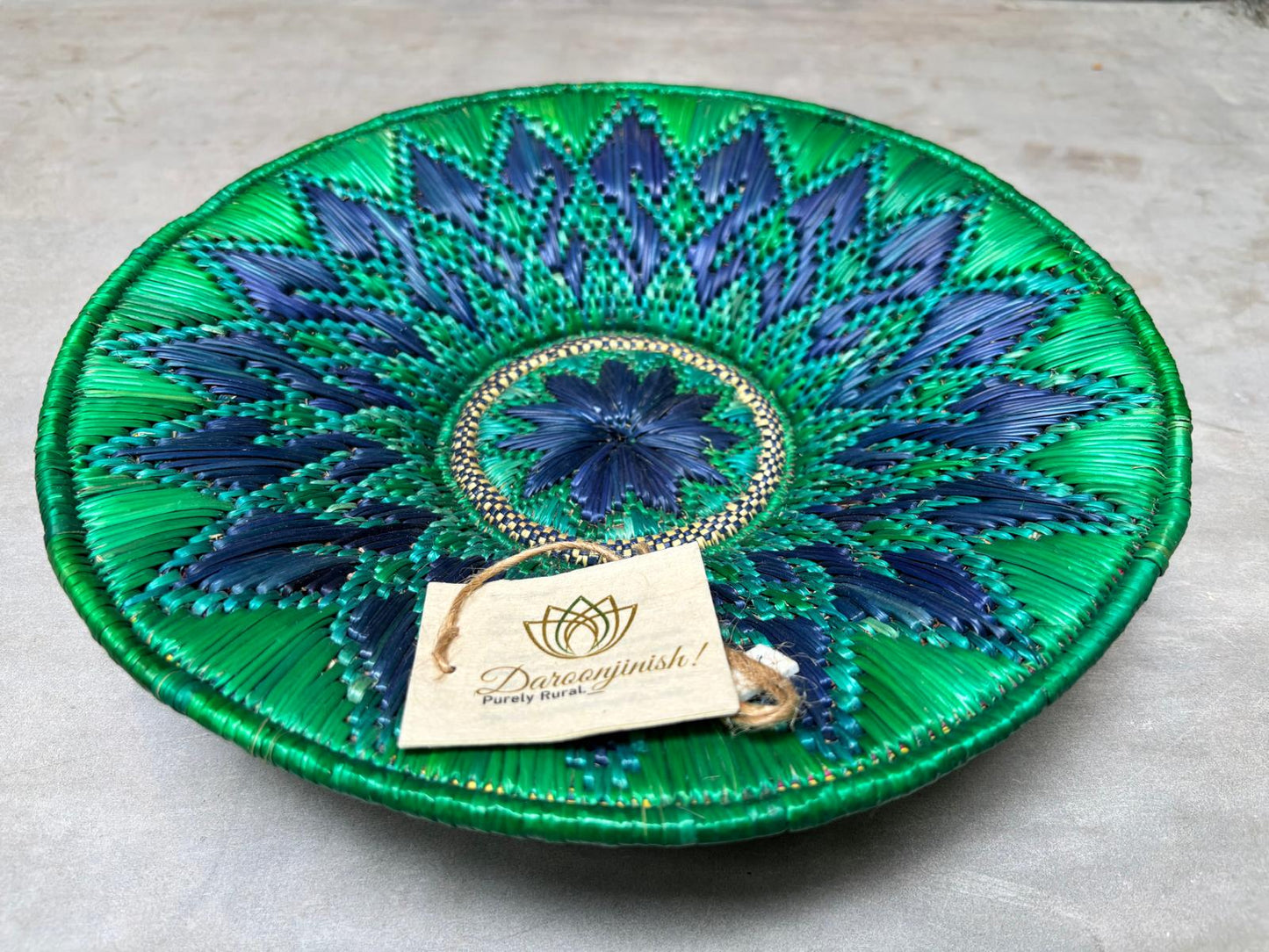 Green Round Basket Tray