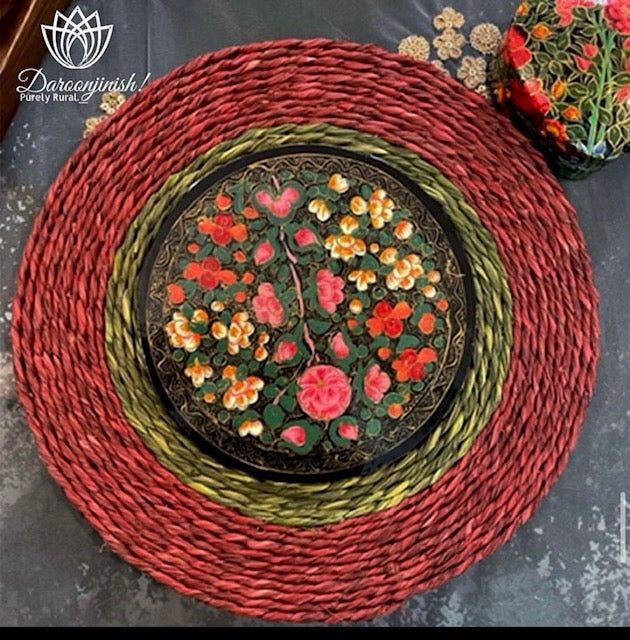 A handwoven sabai grass mat