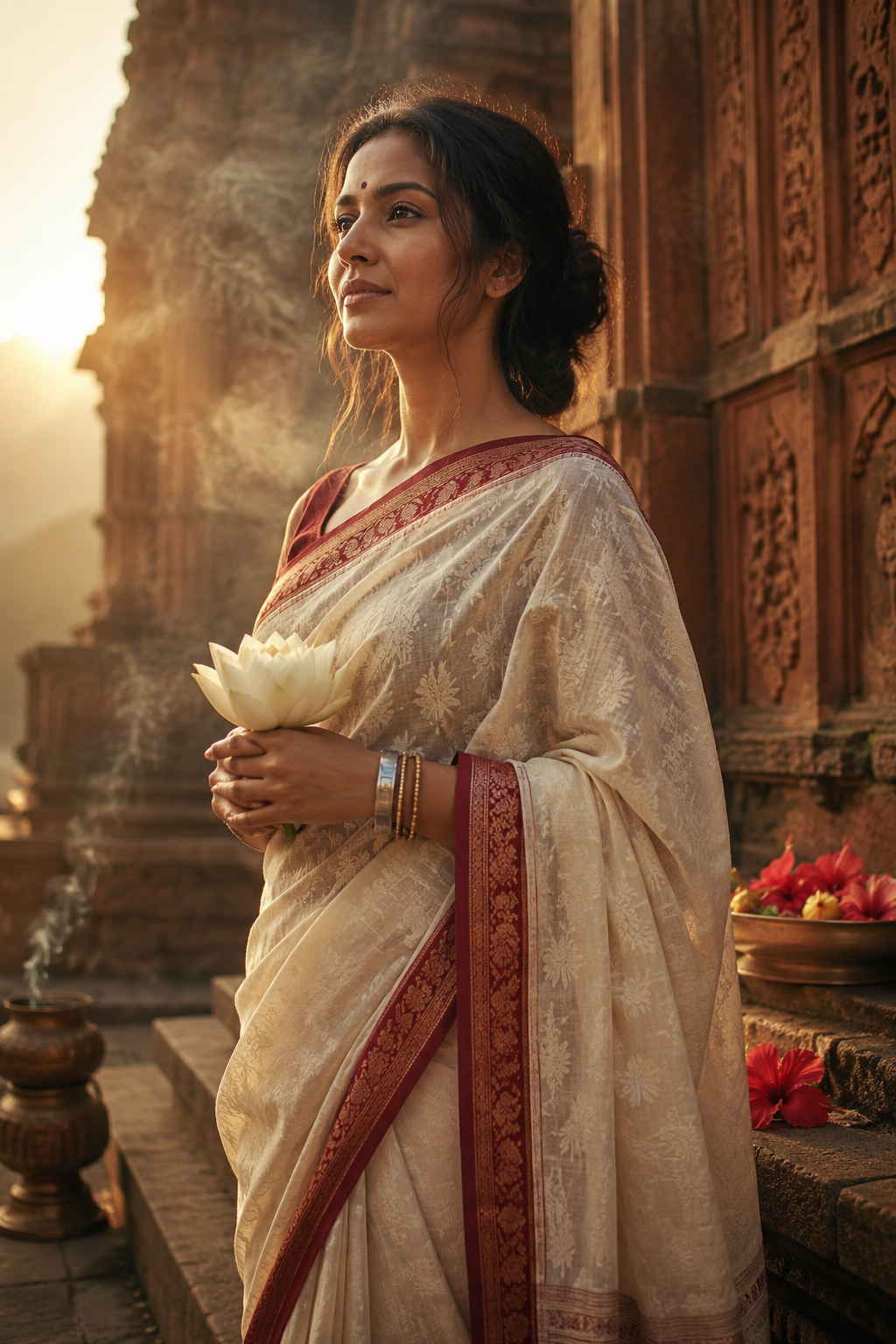 Iron Noa bangle with gold detailing worn by a Bengali woman
