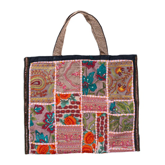Recycled Antique Embroidered Pink Bag