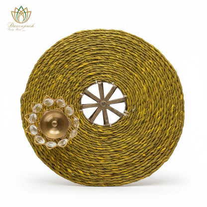 Mustard Yellow Sabai Grass Dokra Metal Table Mat