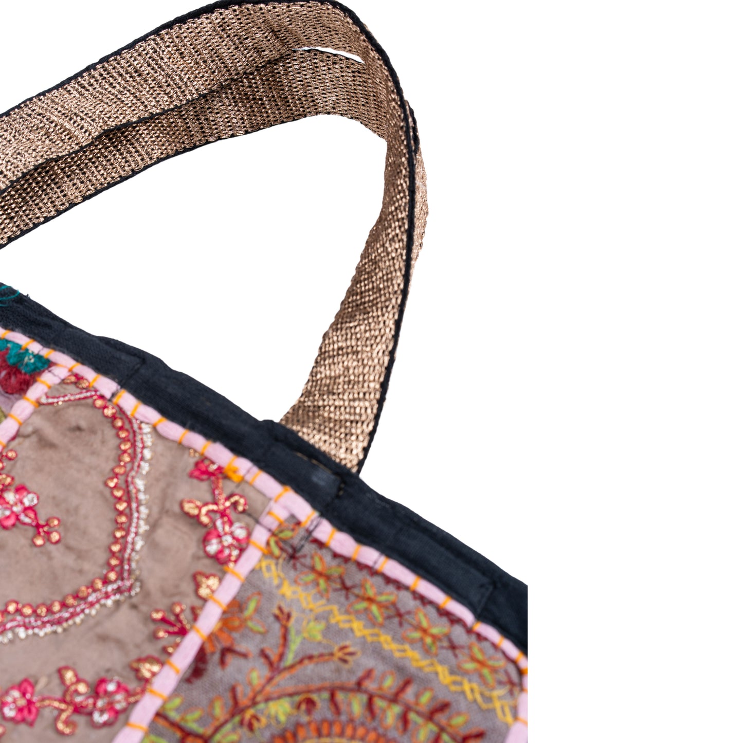 Recycled Antique Embroidered Pink Bag