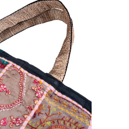 Recycled Antique Embroidered Pink Bag