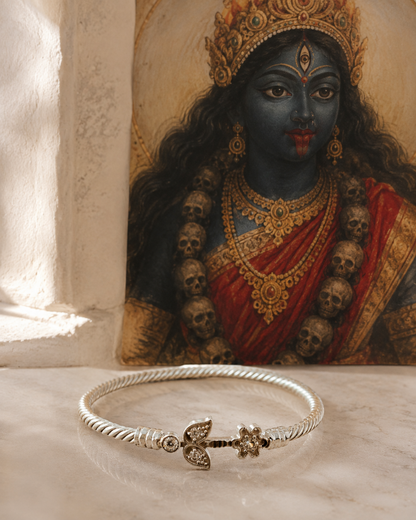 Śyāmā Bala is handcrafted in 92.5% silver and inspired by Maa Kali