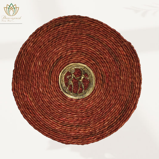 Rust Red Sabai Grass Dokra Metal Table Mat