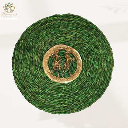Rich Green Sabai Grass Dokra Metal Table Mat