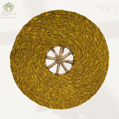 Mustard Yellow Sabai Grass Dokra Metal Table Mat