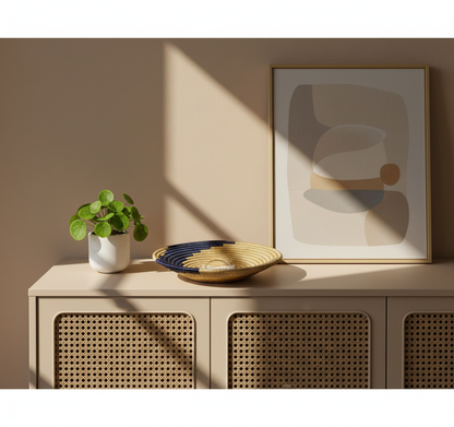 Blue & Golden Round Basket Tray