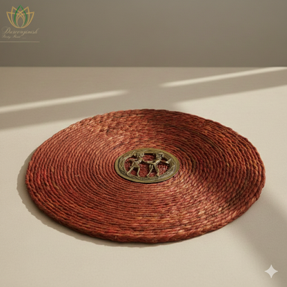 Rust Red Sabai Grass Dokra Metal Table Mat