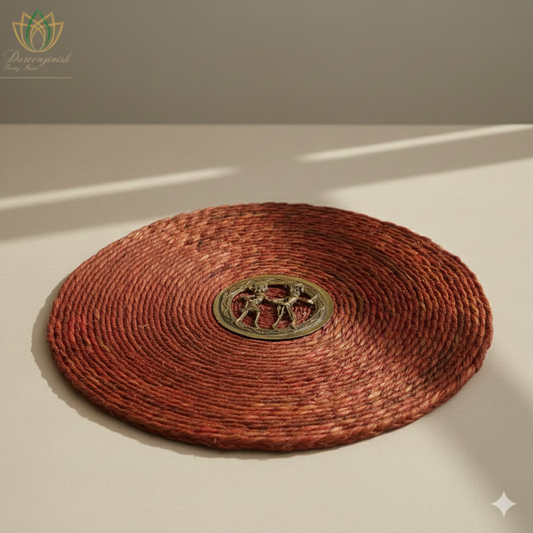 Rust Red Sabai Grass Dokra Metal Table Mat