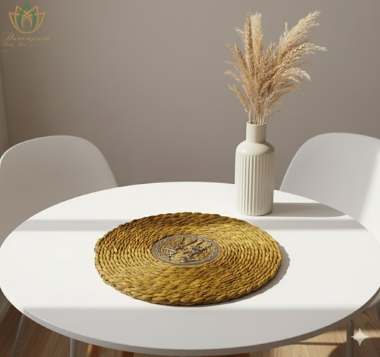 Mustard Yellow Sabai Grass Dokra Metal Table Mat