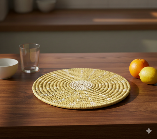 Yellow dotted Sabai Mats