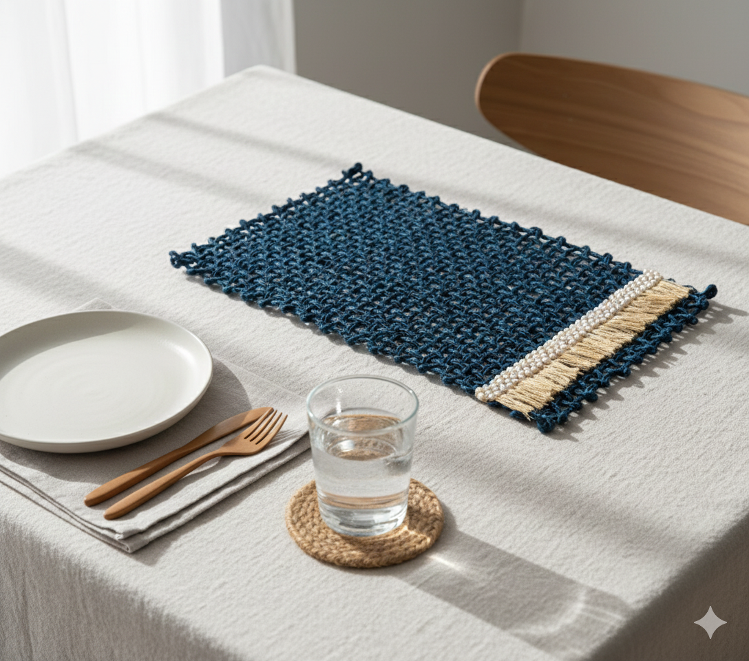 Rectangle Blue Knots Mat