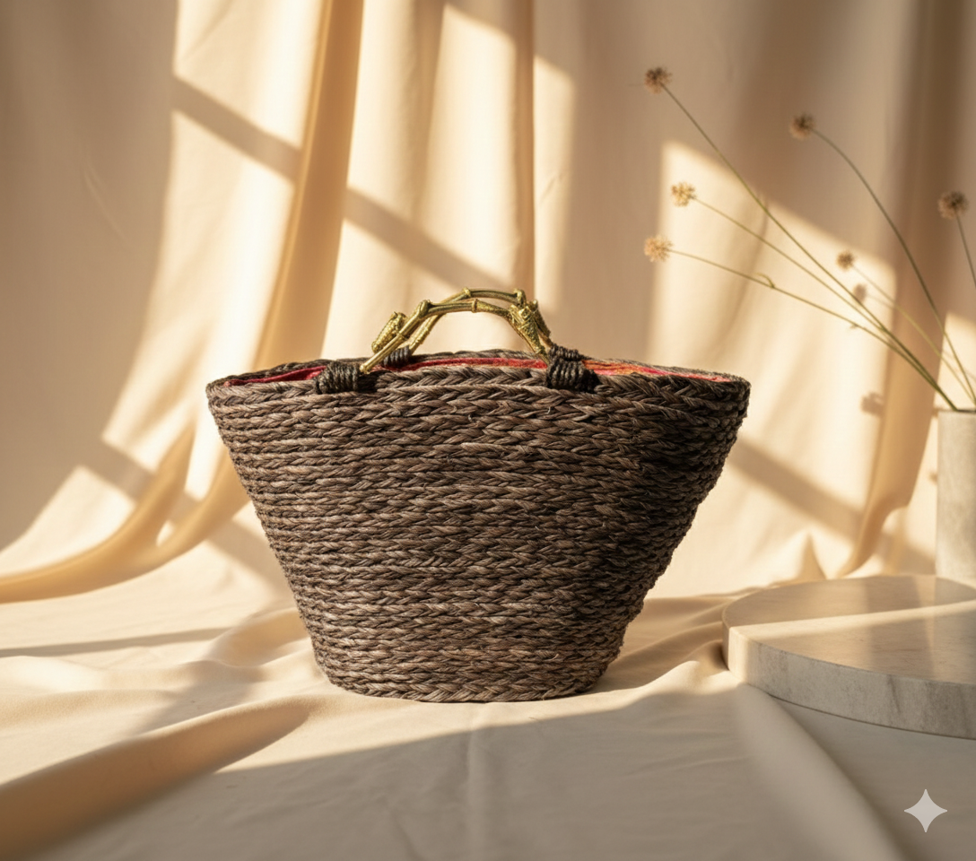 Sabai Dokra Basket Bag Black