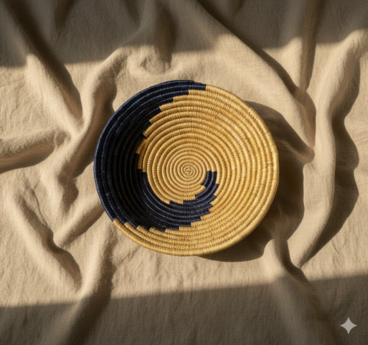 Blue & Golden Round Basket Tray