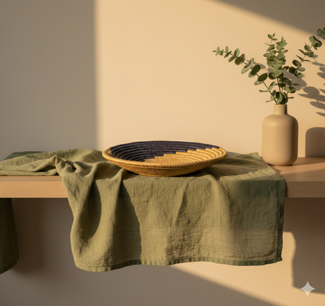 Blue & Golden Round Basket Tray