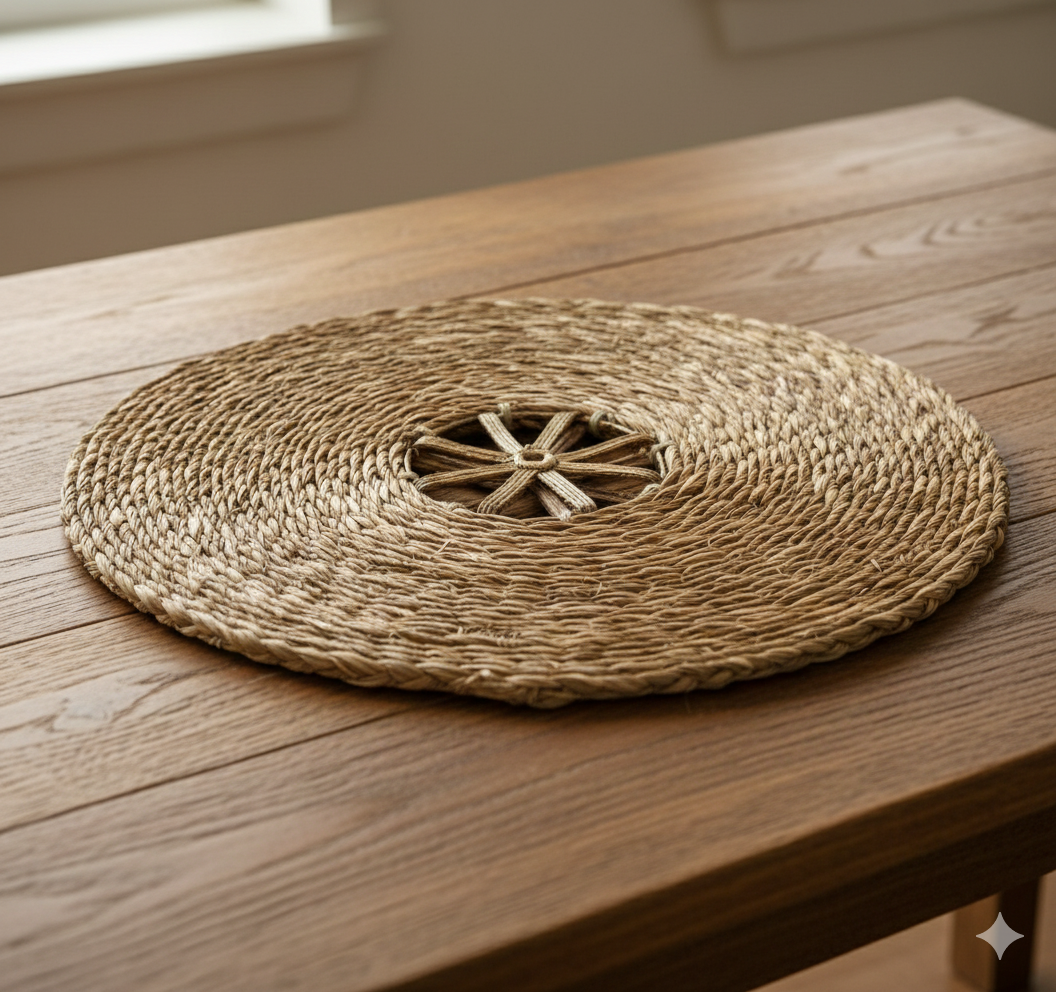 Natural Beige Sabai Grass Dokra Metal Table Mat