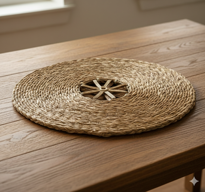 Natural Beige Sabai Grass Dokra Metal Table Mat