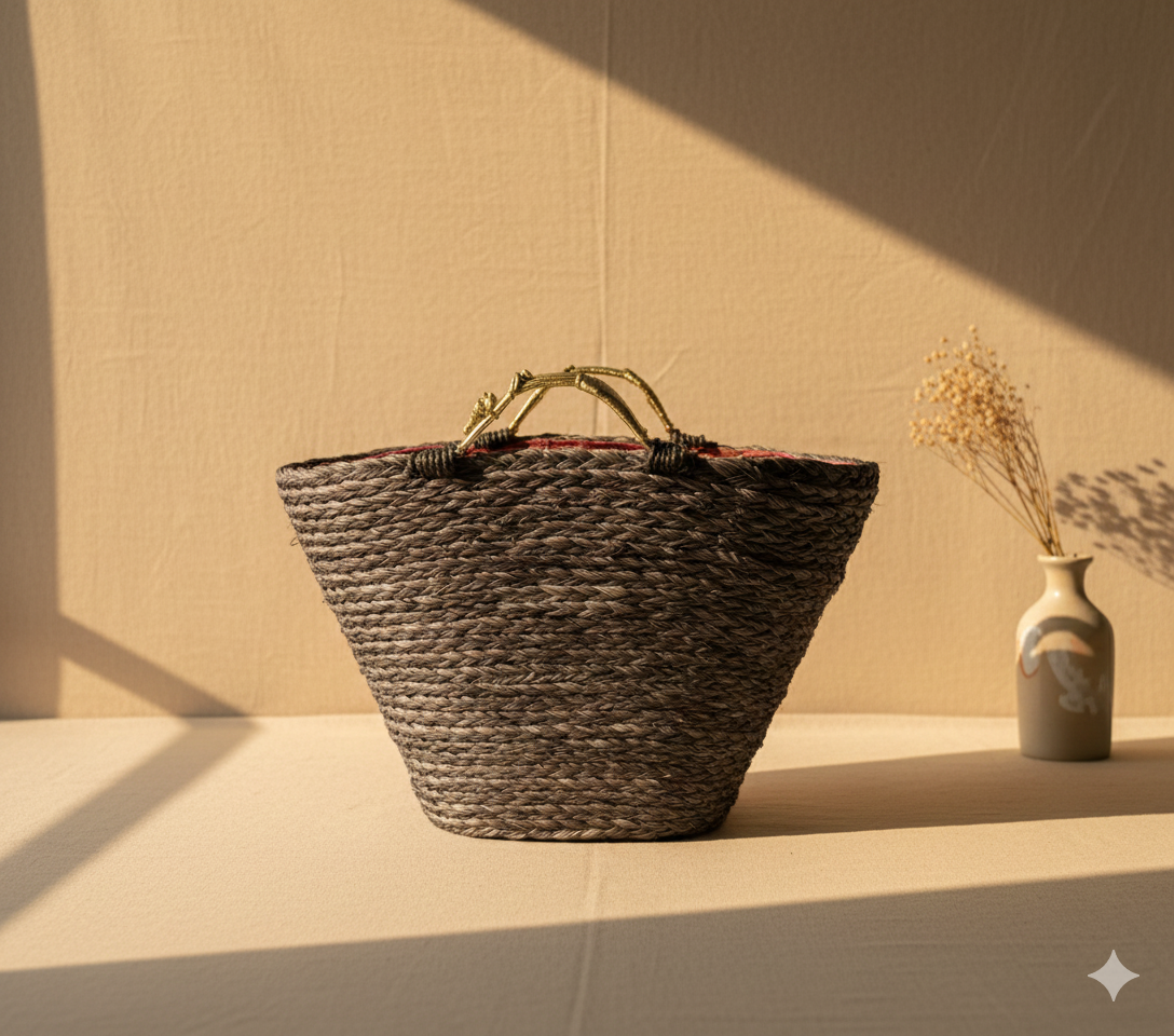 Sabai Dokra Basket Bag Black