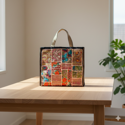 Recycled Antique Embroidered Pink Bag