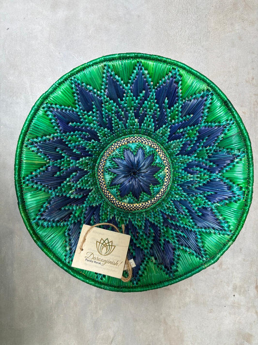 Green Round Basket Tray