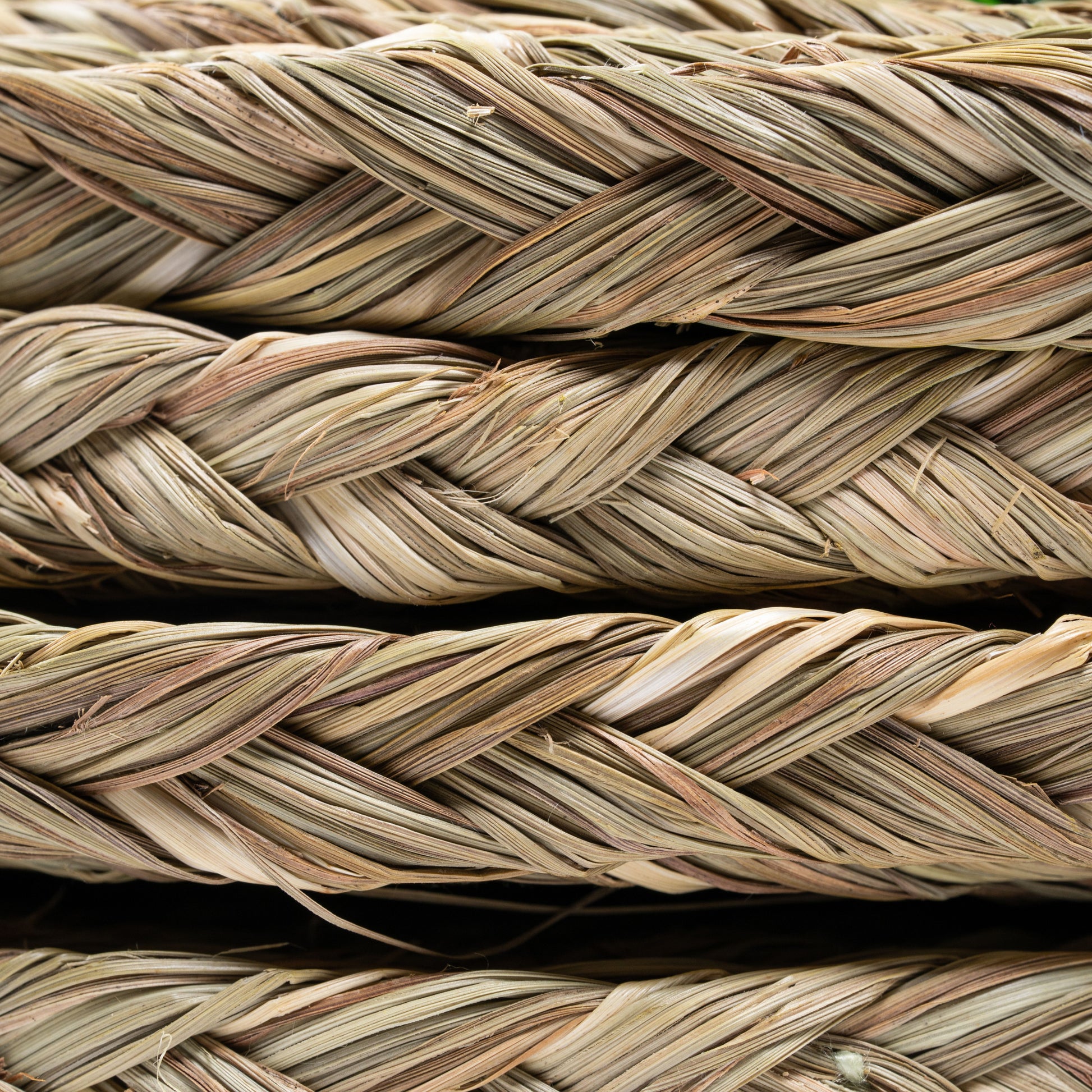 Stacked close-up of braided Sabai grass edges