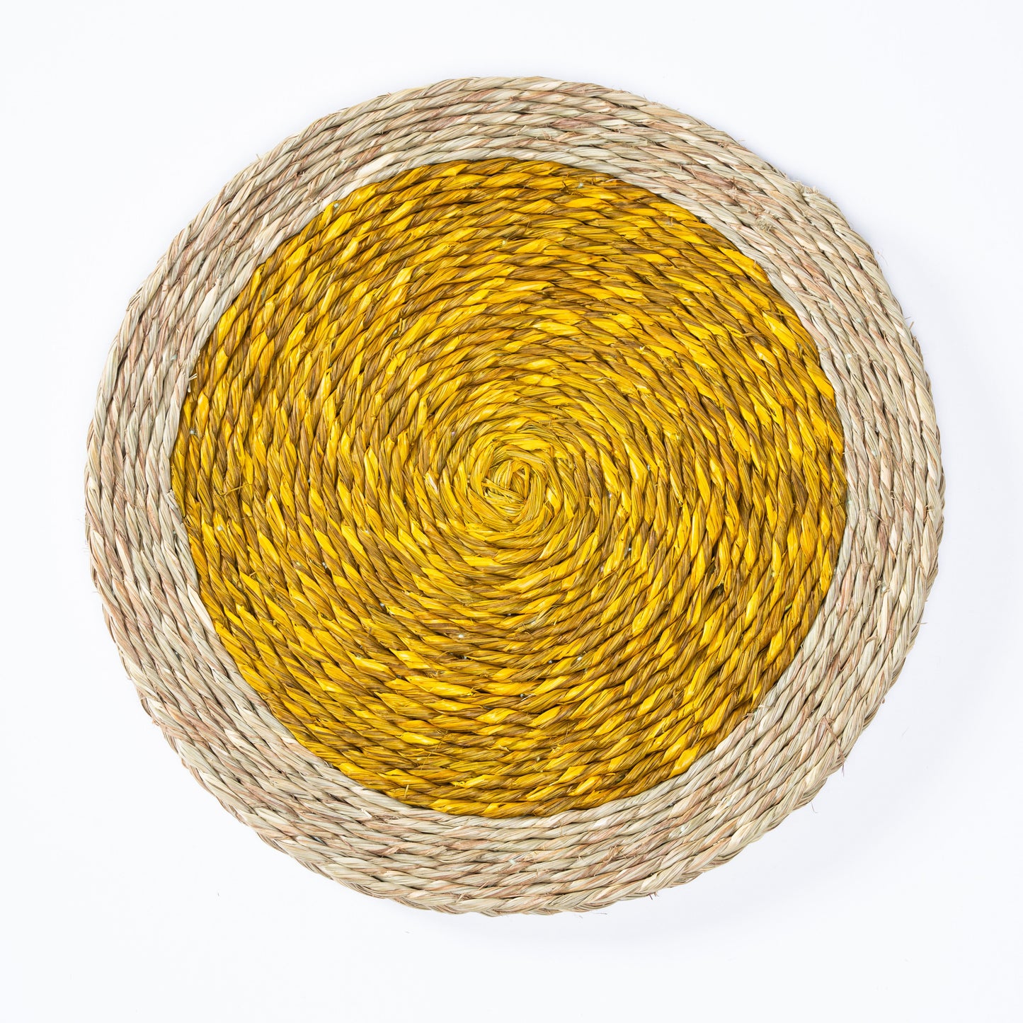 Yellow Sabai grass plate mat – top view

