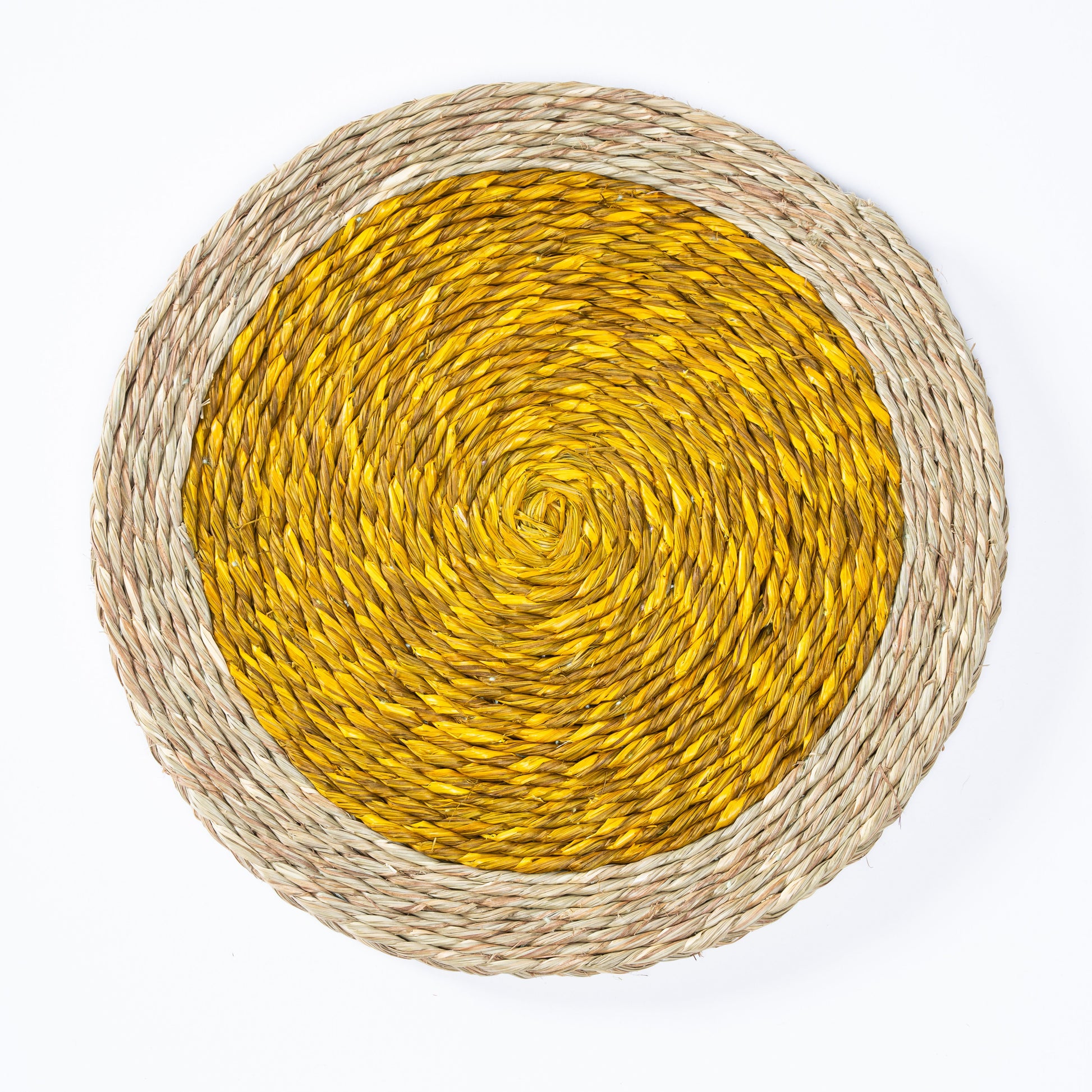 Yellow Sabai grass plate mat – top view

