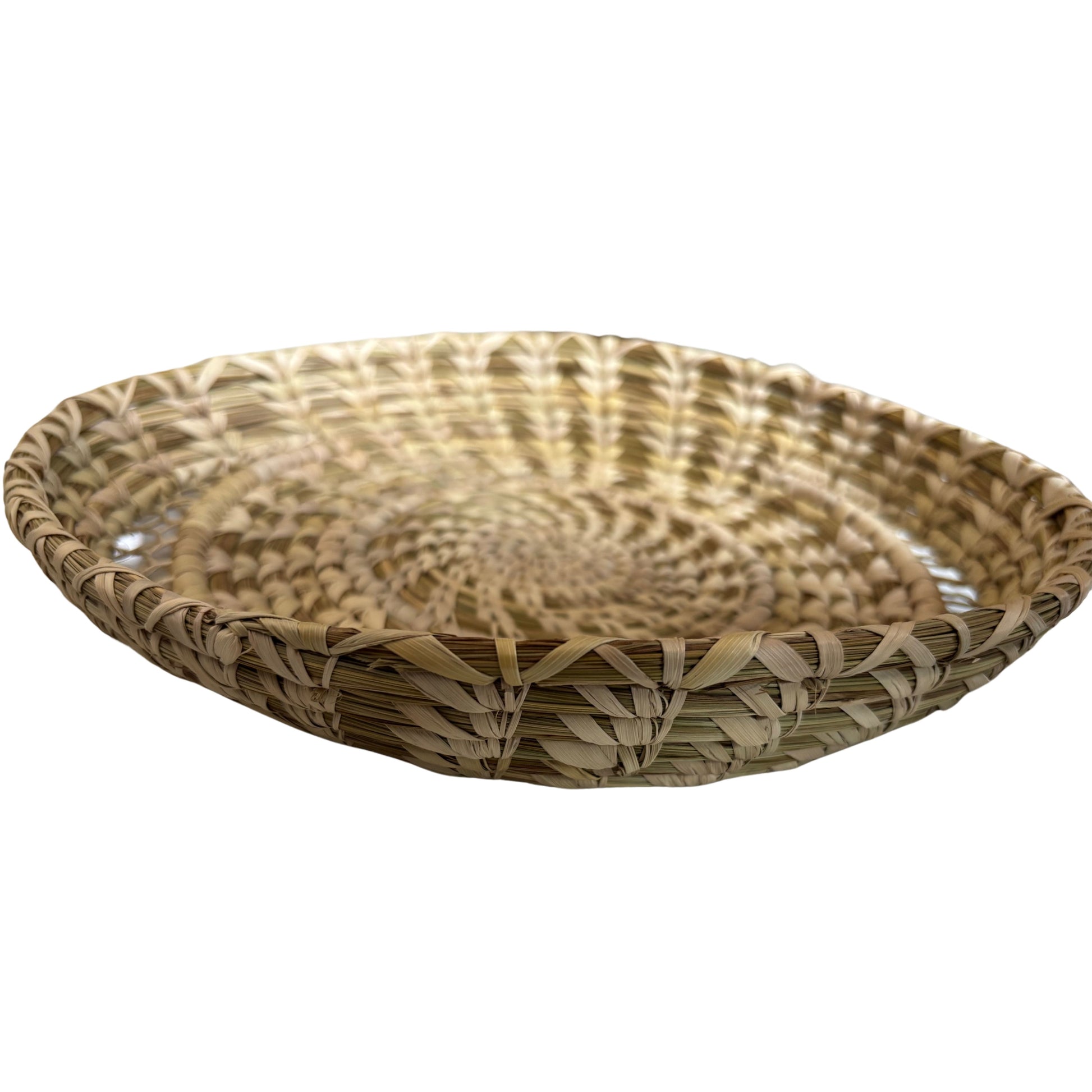 Indigo Sabai basket styled as a centerpiece with minimal boho decor.