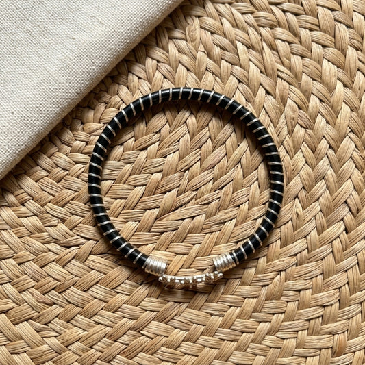 Tri-Puṣpa Noah – 92.5 Hallmarked Sterling Silver & Loha Bangle