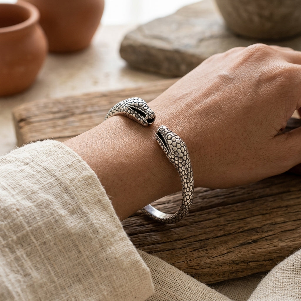 Naga Bala | Handcrafted 92.5 Sterling Silver Serpent Bangle