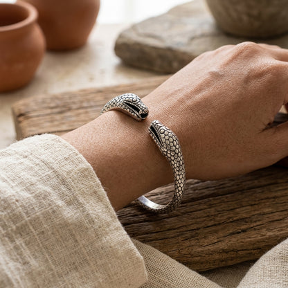 Naga Bala | Handcrafted 92.5 Sterling Silver Serpent Bangle